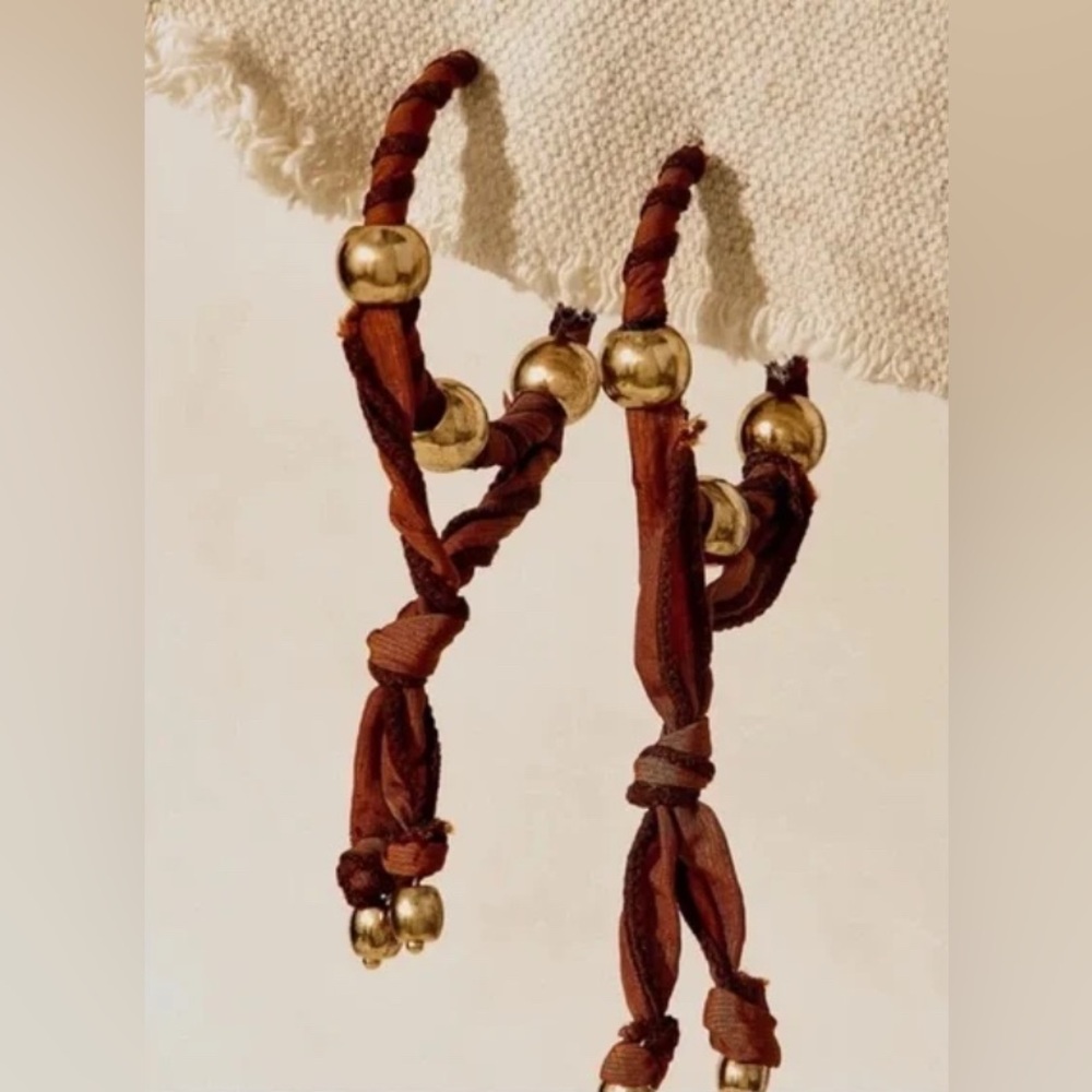 Free People Lingering Love Hoops NWT Brown